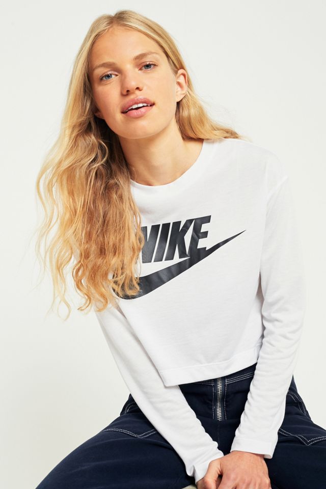 Nike Essential White Swoosh Long Sleeve T-Shirt #5