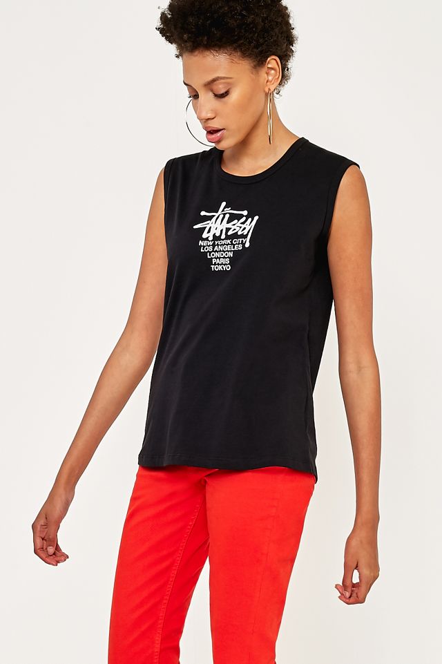 Stussy – Muskelshirt „Big Cities“ mit grobem Saum #4
