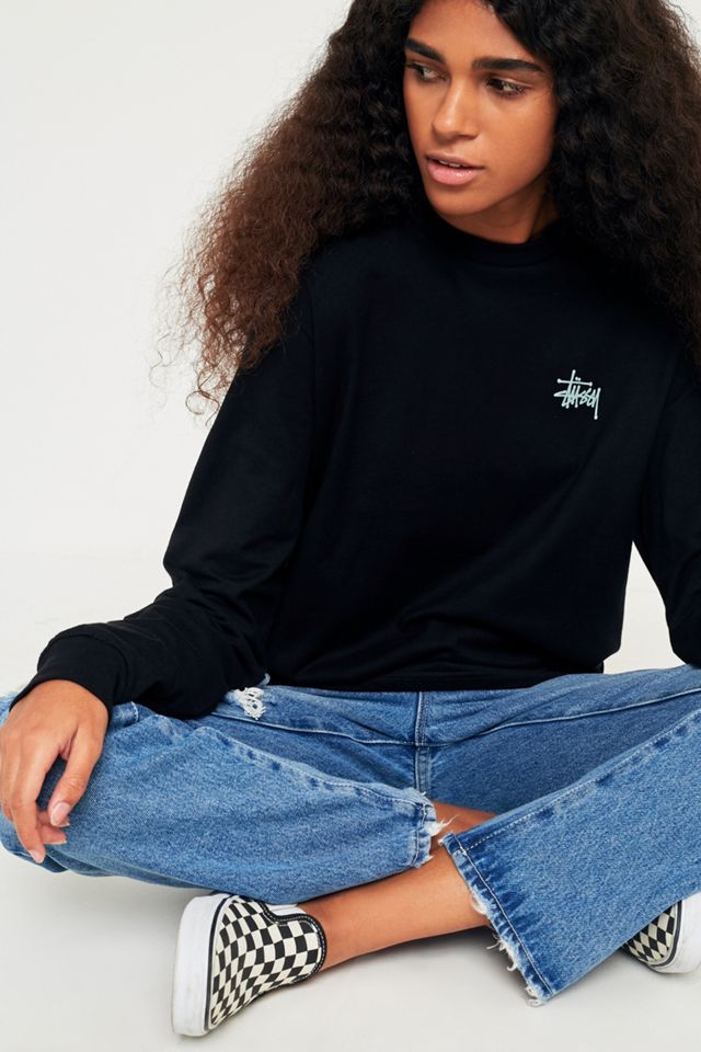 Stussy Basic Black Logo Long Sleeve T-Shirt #4