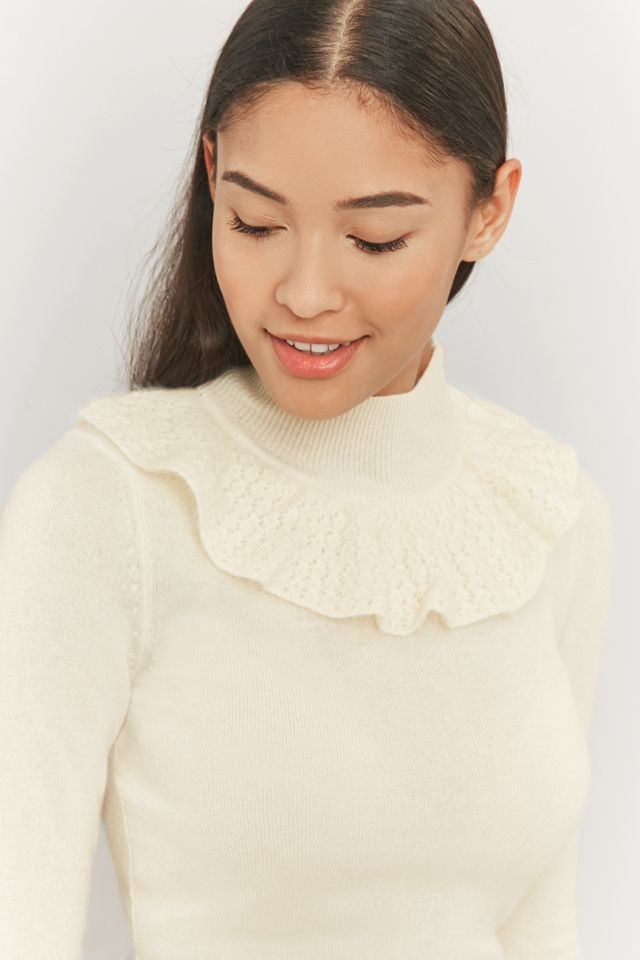 Manoush Ruffle Neck Cream Jumper #1