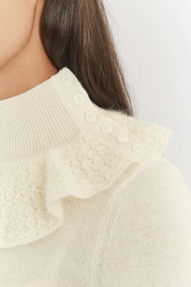 Manoush Ruffle Neck Cream Jumper #2