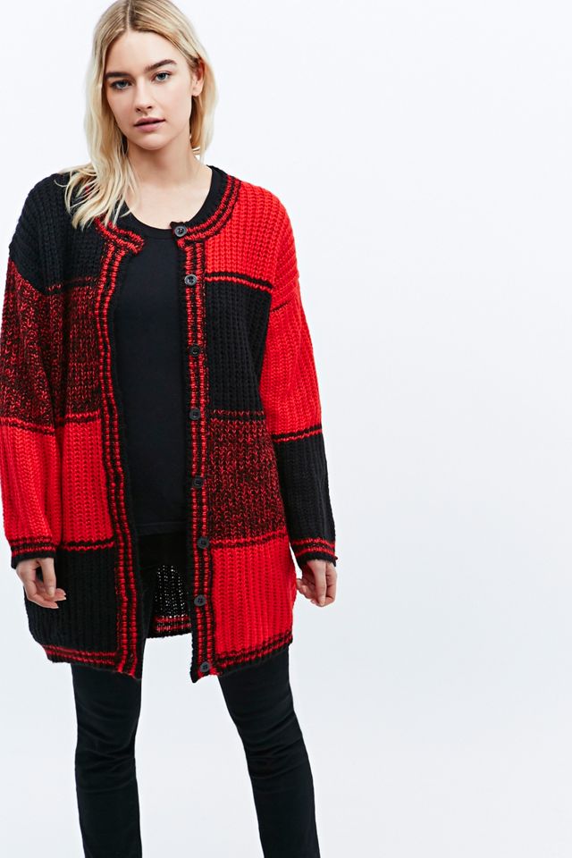 UNIF Kent Cardigan in Red and Black #1