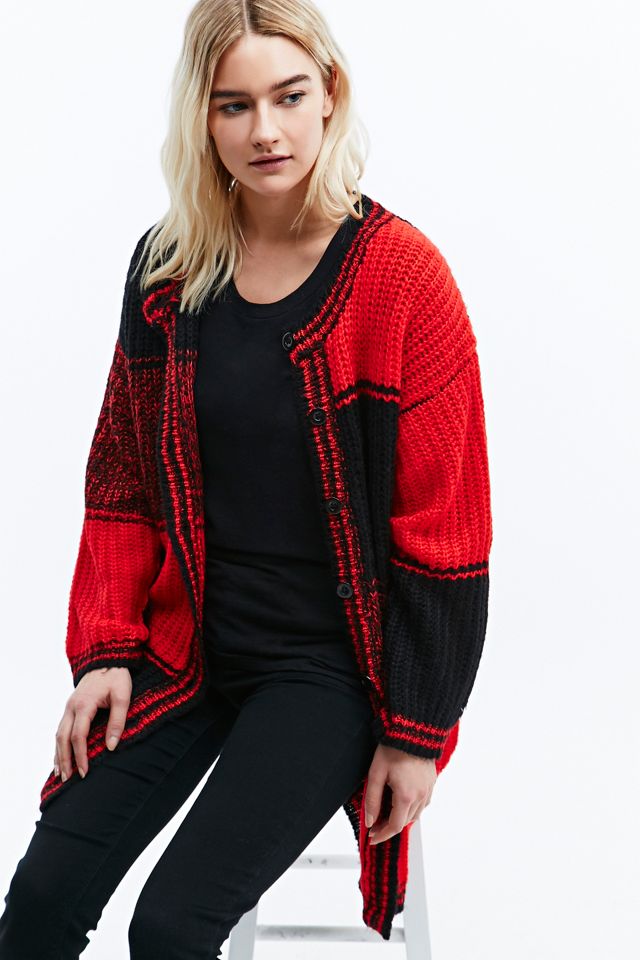UNIF Kent Cardigan in Red and Black #5