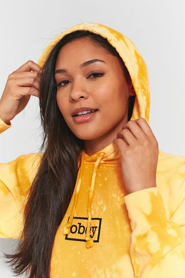 Obey – Hoodie mit ausgebleichtem Batikdesign in Gelb #5