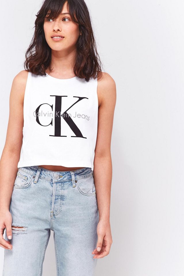 Calvin Klein Cropped Tank Top  White crop top tank, Calvin klein outfits, Tank  top urban outfitters