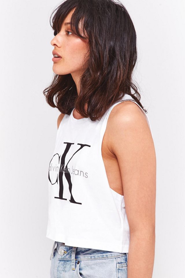 Calvin Klein White Logo Cropped Tank Top #2