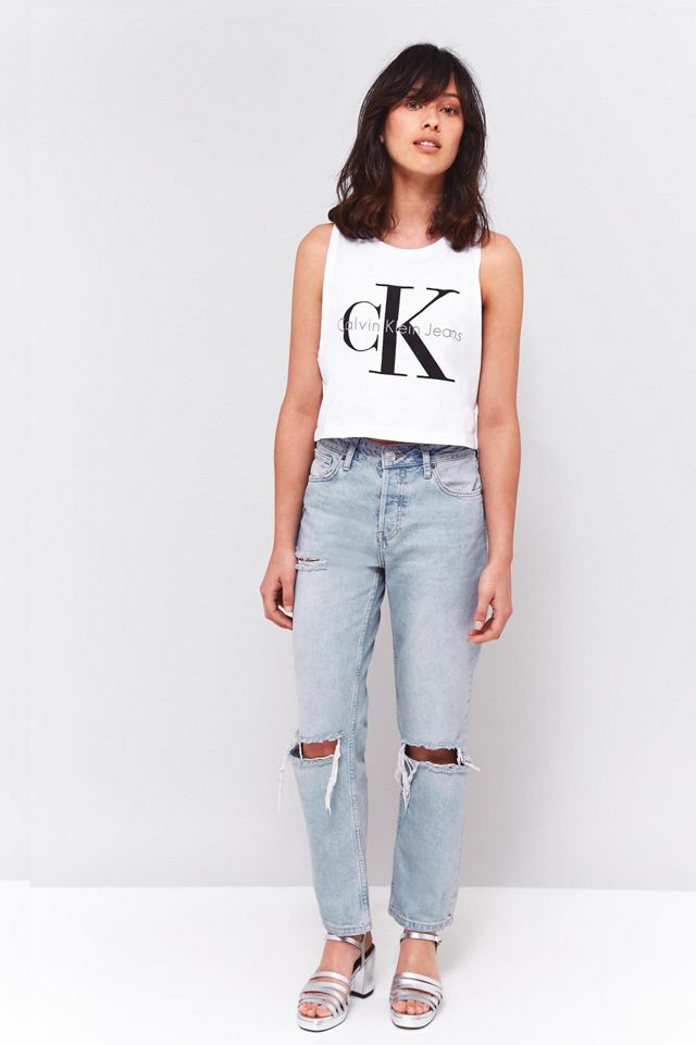 Calvin Klein White Logo Cropped Tank Top #4