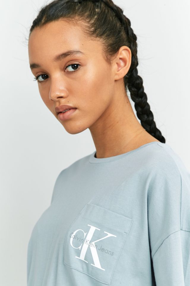 Calvin Klein Blue Cropped Pocket T-Shirt #2