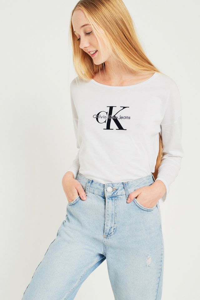 Long Sleeve Calvin Klein Maglia Jeans Calvin Klein Maglia Bianca
