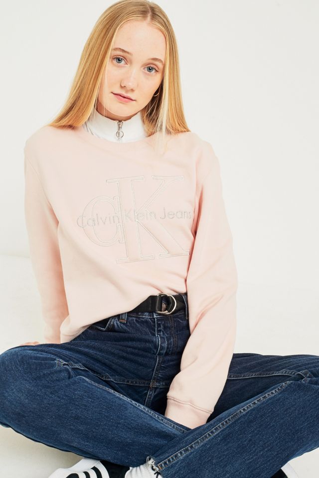 Calvin Klein Jeans Pink Metallic Logo Sweatshirt #1