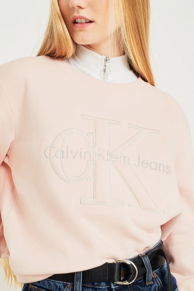 Calvin Klein Jeans Pink Metallic Logo Sweatshirt #2
