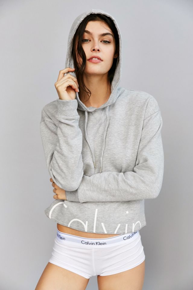 Calvin Klein Modern Cropped Grey Hoodie #2