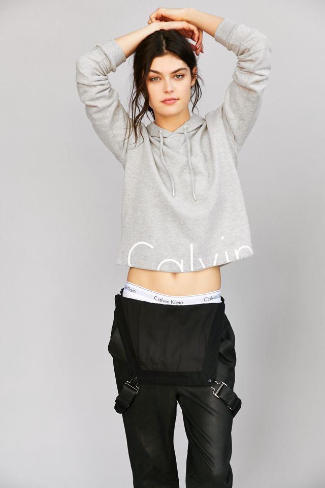 Calvin Klein Modern Cropped Grey Hoodie #4