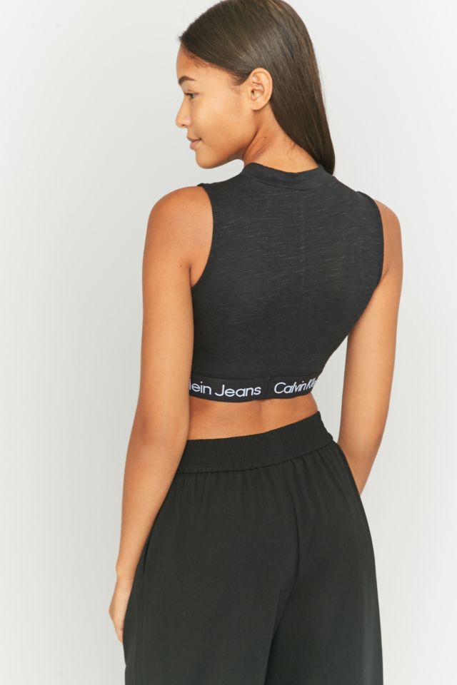 UO Exclusive Calvin Klein Sleeveless Black Crop Top