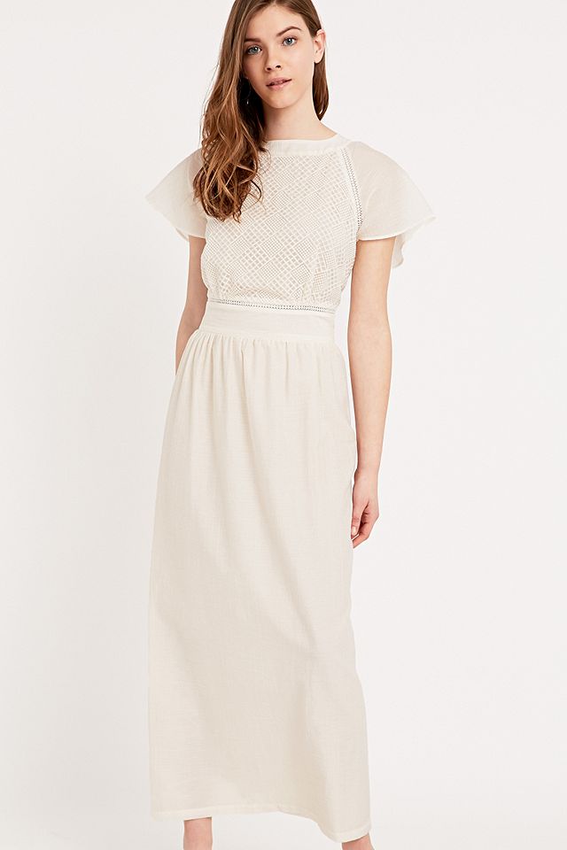 Sessun Delfina Backless Embroidered Dress in Cream | Urban Outfitters UK