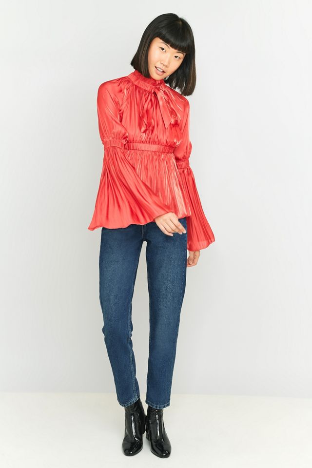 Angel Chen – Geraffte, langärmlige Bluse mit Schleife #1