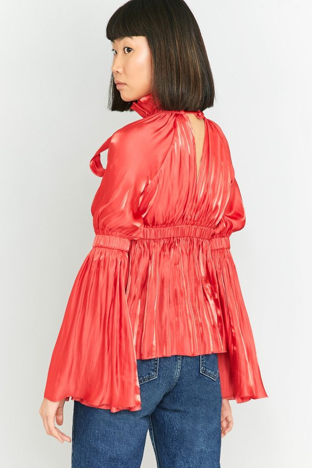 Angel Chen – Geraffte, langärmlige Bluse mit Schleife #2