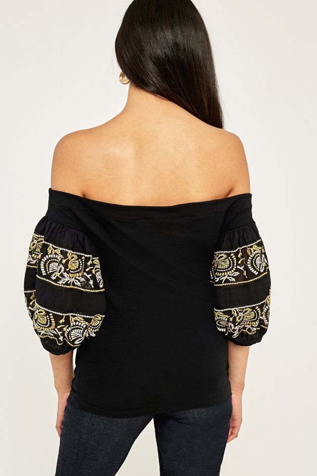 Free People Rock With It Off-the-Shoulder Ricamato Top #3