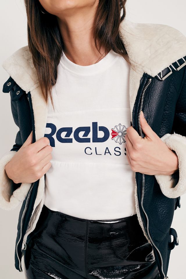 Reebok White Cropped Logo T-Shirt #1