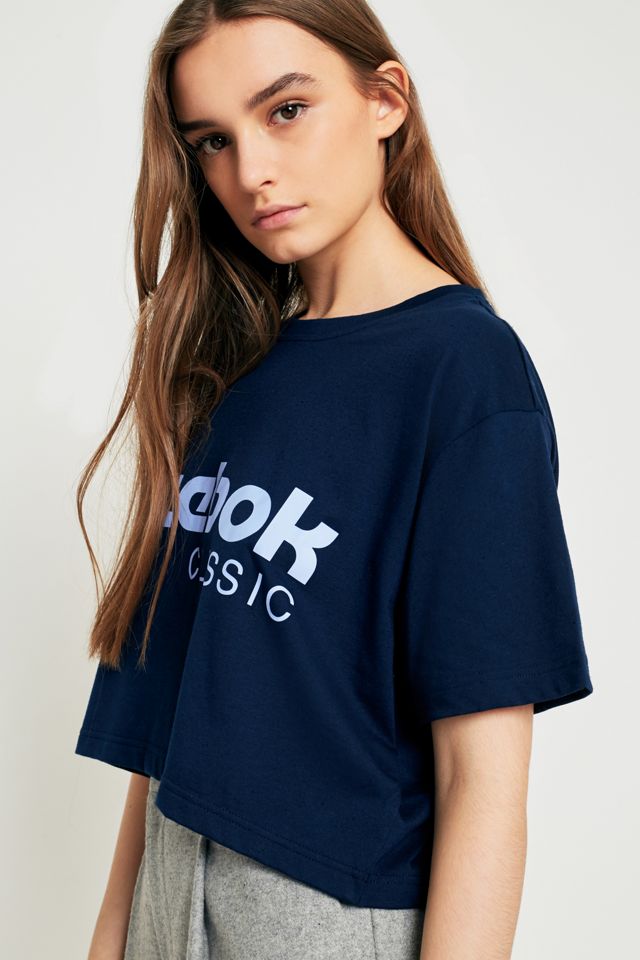Reebok Classic Blue Cropped T-Shirt #4