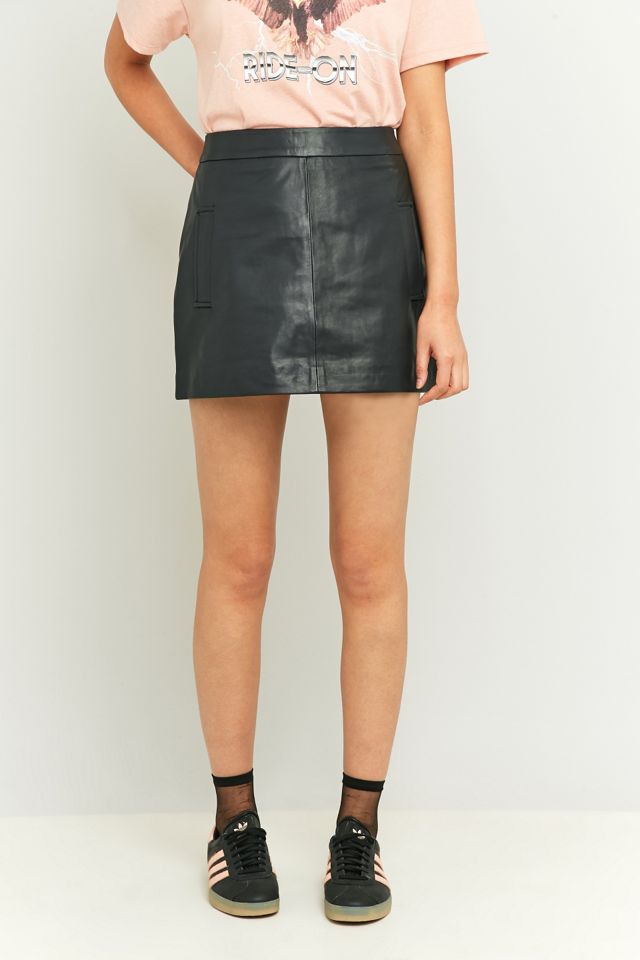Urban Outfitters Black Leather Pelmet Mini Skirt #1