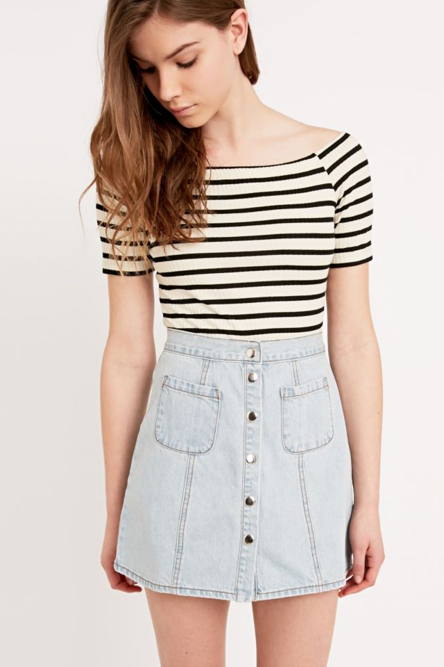 Cooperative by Urban Outfitters A Line Skirt in Light Denim