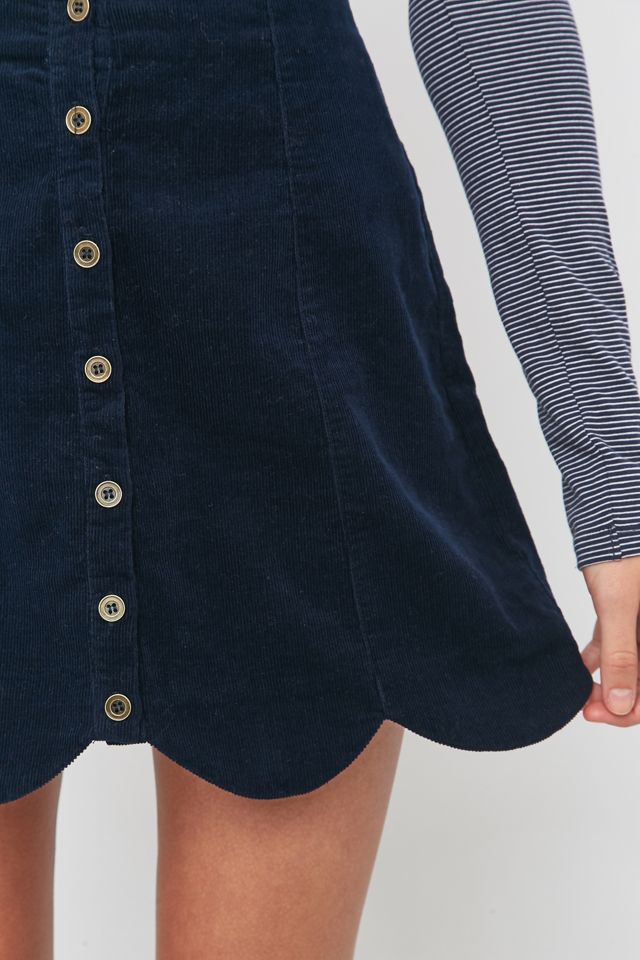 Urban Outfitters Scallop-Edge Navy Corduroy A-Line Skirt #2