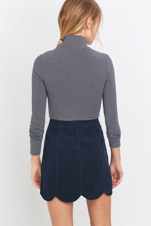 Urban Outfitters Scallop-Edge Navy Corduroy A-Line Skirt #3