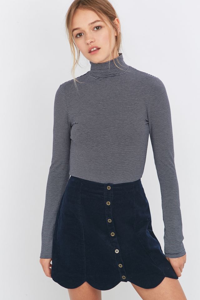 Urban Outfitters Scallop-Edge Navy Corduroy A-Line Skirt #5