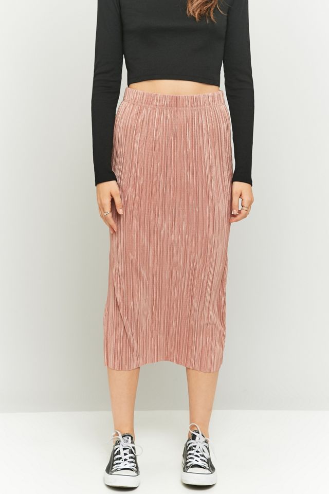 Light Before Dark Pleated Pink Midi Skirt #1