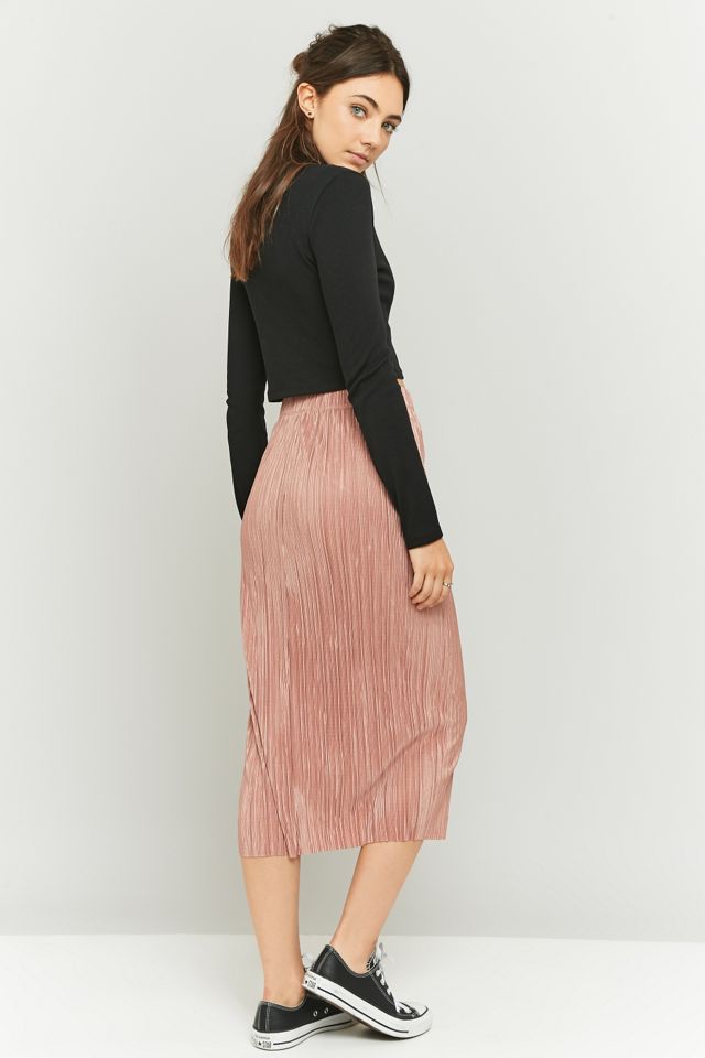 Light Before Dark Pleated Pink Midi Skirt #3