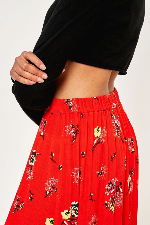 Pins & Needles Red Floral Midi Skirt #2