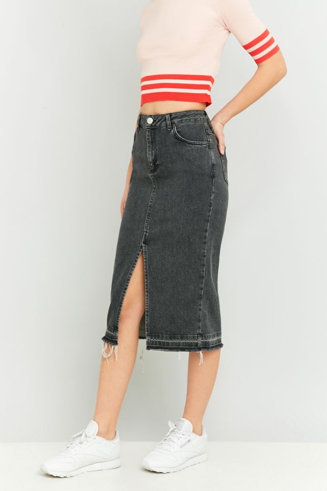 BDG - Jupe crayon midi Penn en jean noire #1
