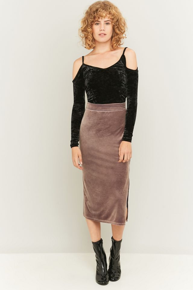 Pins & Needles 2-Tone Velvet Midi Skirt | Urban Outfitters UK