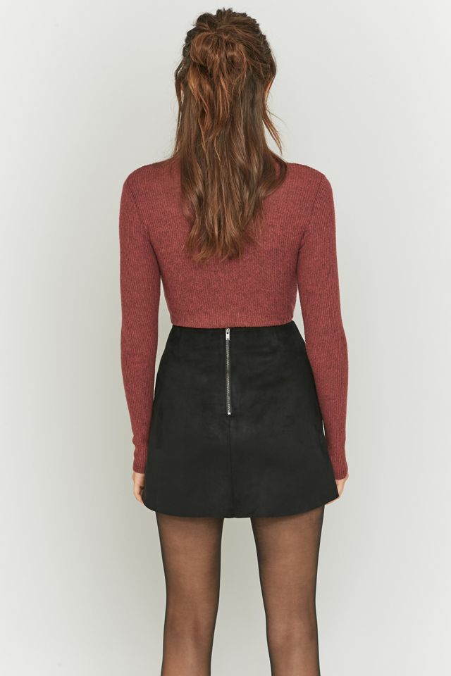 Urban Outfitters - Jupe trapèze en daim noir festonné #3