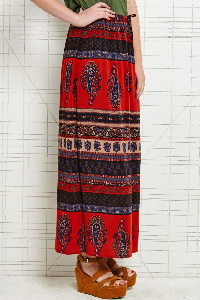 Staring at Stars Boho Maxi Skirt in Red | Urban Outfitters UK