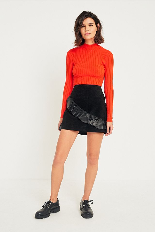 Urban Outfitters Suede Ruffle Mini Skirt | Urban Outfitters UK