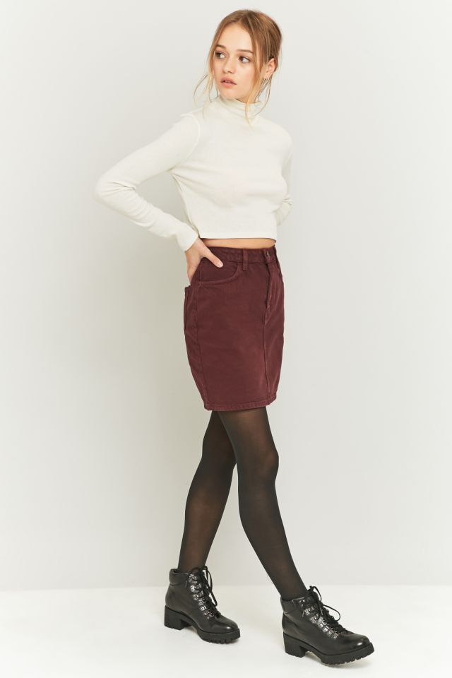 Maroon deals denim skirt