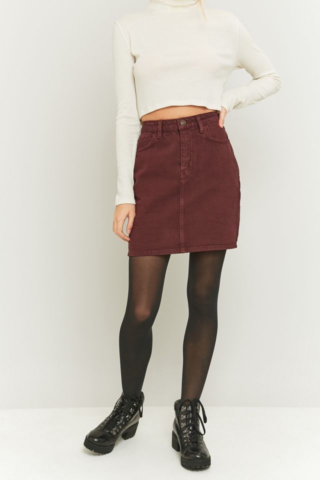 BDG Burgundy Denim Pencil Skirt #1