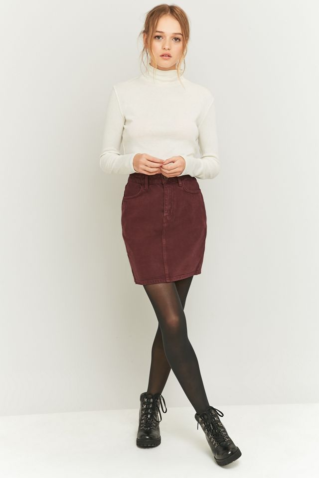 BDG Burgundy Denim Pencil Skirt #4