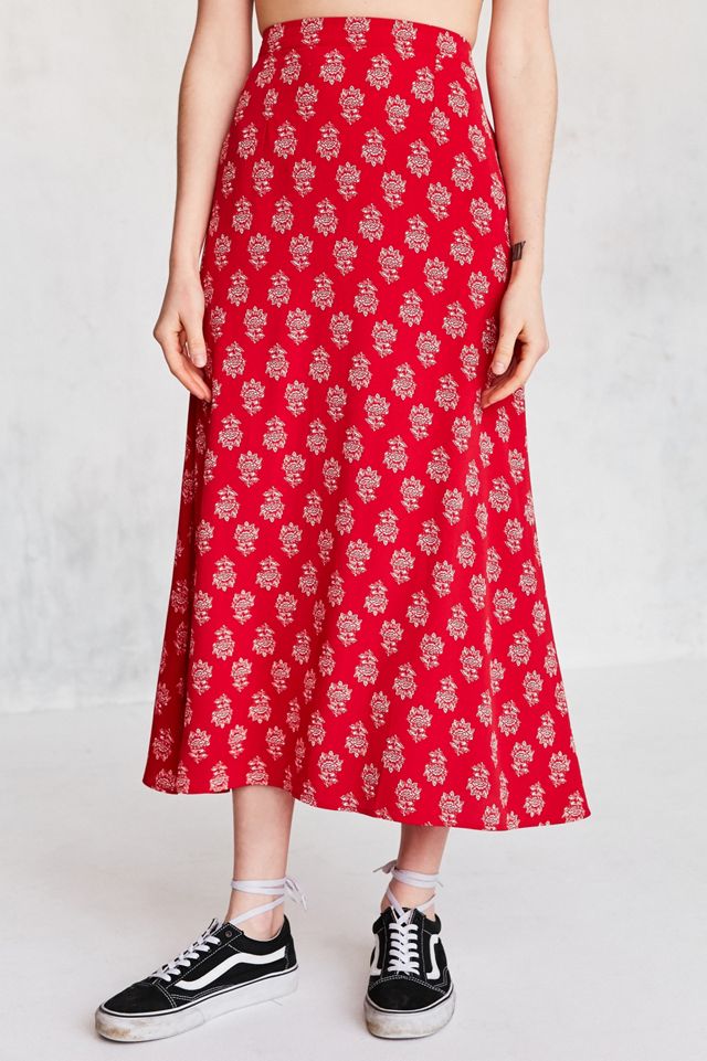 BOG Collective Printed Flute Hem Midi Skirt #1