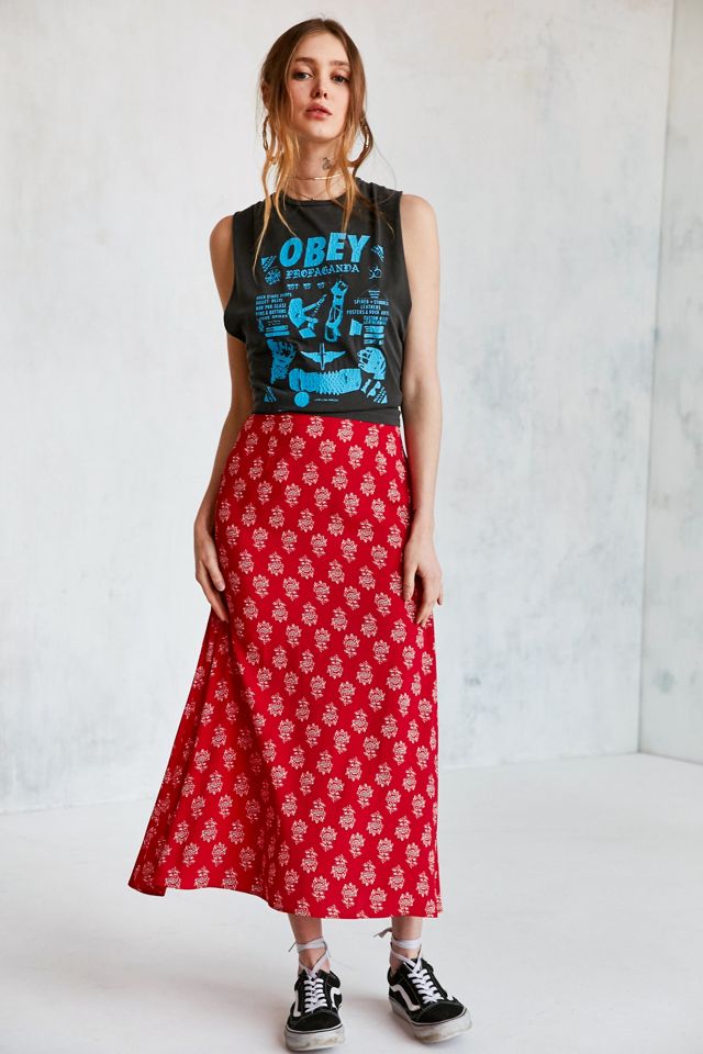 BOG Collective Printed Flute Hem Midi Skirt #3