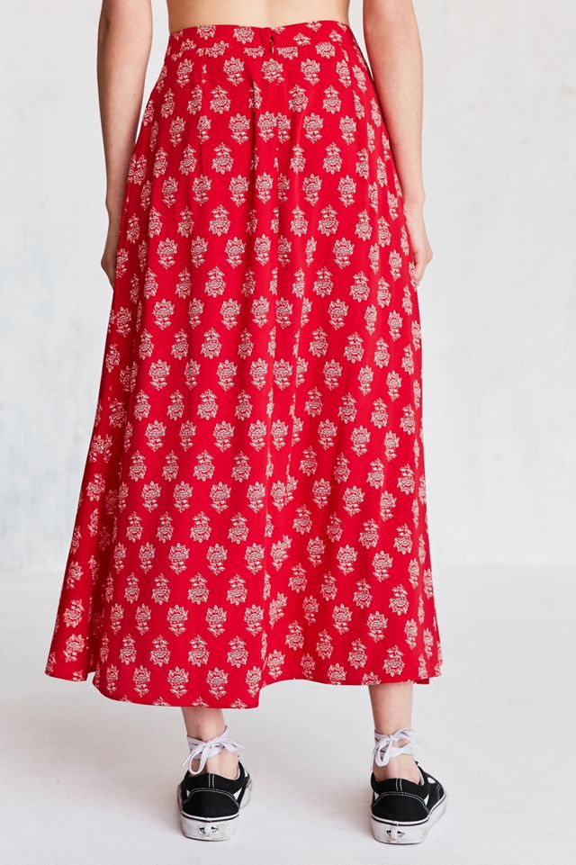 BOG Collective Printed Flute Hem Midi Skirt #4
