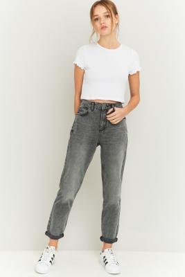 washed grey mom jeans