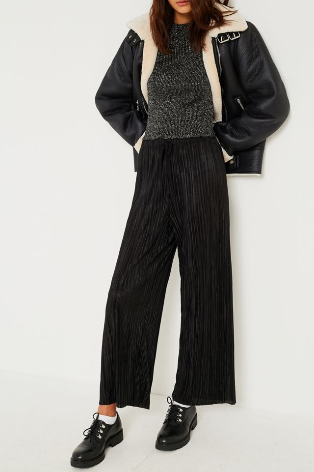 Light Before Dark Black Drawstring Plisse Trousers #1