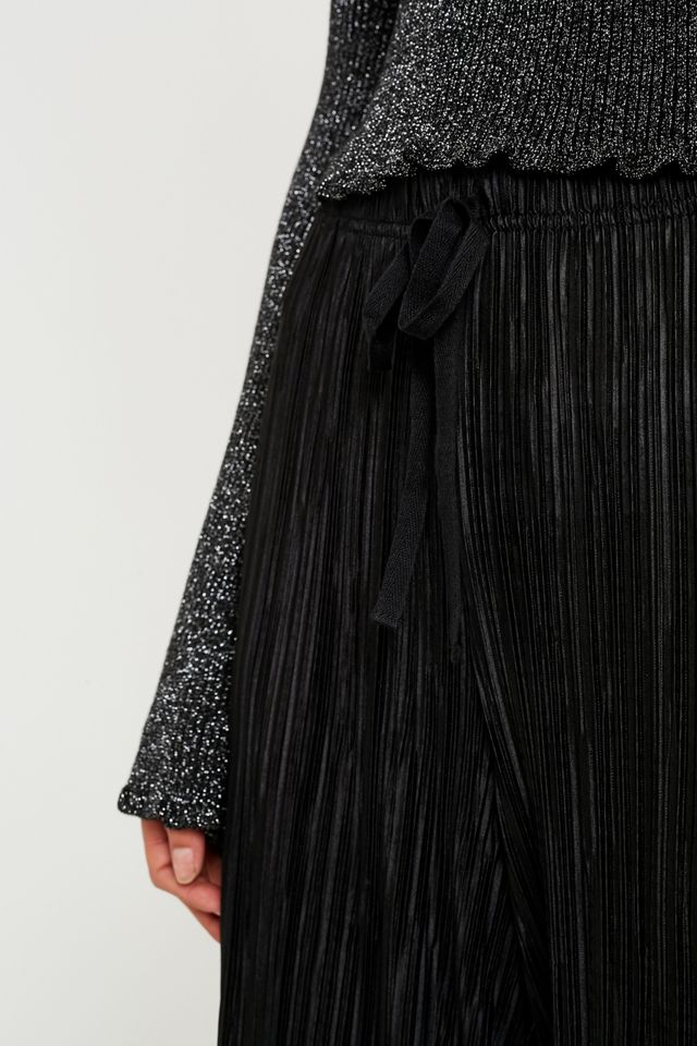 Light Before Dark Black Drawstring Plisse Trousers #5