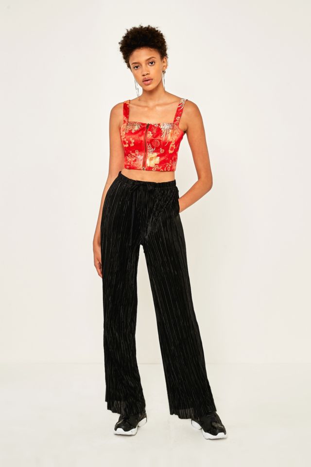 Light Before Dark Black Plisse Puddle Trousers | Urban Outfitters UK