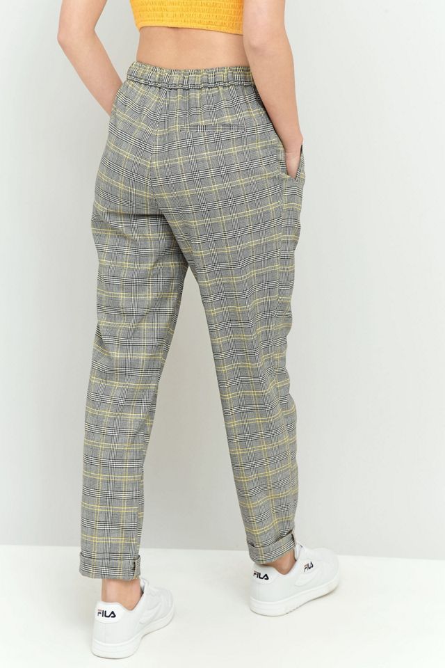 Light Before Dark - Pantalon à carreaux jaune noué sur le devant #1