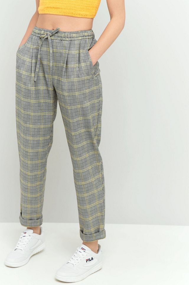 Light Before Dark - Pantalon à carreaux jaune noué sur le devant #2