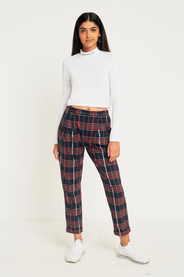 Light Before Dark Red and Blue Checked Trousers | Urban Outfitters UK